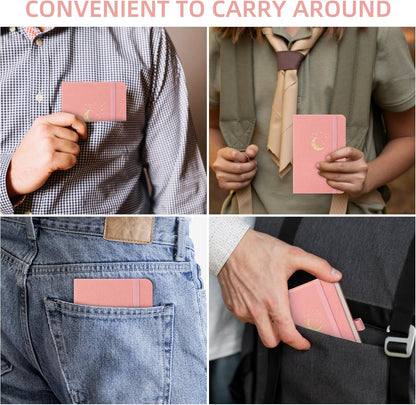 BOBO RABBIT 3 Pack Pocket Small Notebooks Total 600 Pages A6 Moon Star Aesthetic Mini Compact Journal Notebook For Note Taking Journaling Hardcover Leather College Ruled Lined Note Pads for Women Men Travel Office School