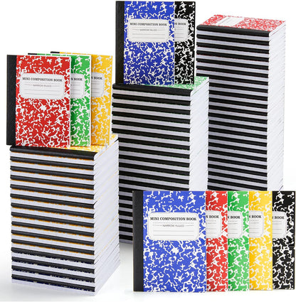 feela 40 Pack Mini Composition Notebook Bulk, Cute Pocket Composition Note Pad, Small Journal Notebooks for Students College School Supplies, 4.5" X 3.25", Narrow Ruled, 5 Marble Covers
