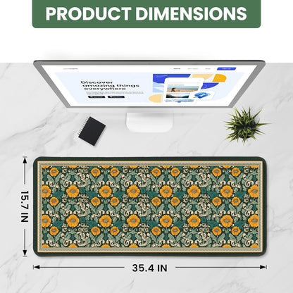 Large Mouse Pad for Desktop, Cute Desk Mat Pad Protector for Work & Gaming, Aesthetic Pretty Anti-Slip Laptop Blotter Cover for Office School Home Supplies, Wildflowers, 31.5" x 11.8"