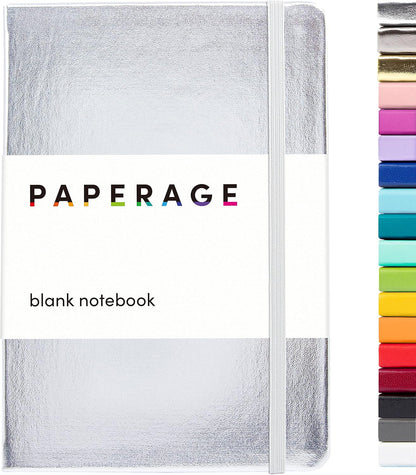 PAPERAGE Lined Journal Notebook, (Black), 160 Pages, Medium 5.6 in x 8 in - 100 GSM Thick Paper – Hardcover Journaling Notebook for Work, School & Note Taking