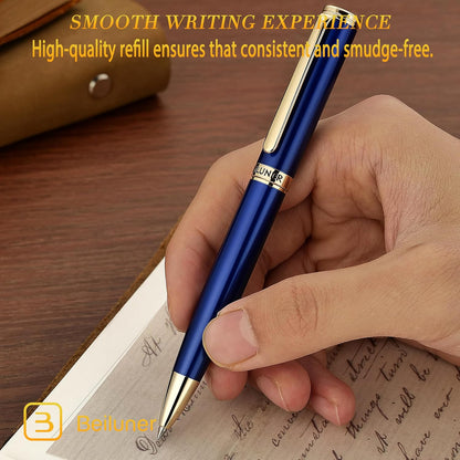 BEILUNER Luxury Gel Pen with 24K Gold Finish, Black Piano Lacquer, Luxury Grade Craftsmanship, Best Pen Gift Set for Men and Women, Professional, Executive, Office, Retractable Nice Pens