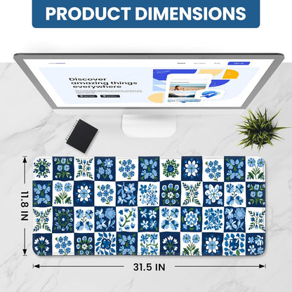 Large Mouse Pad for Desktop, Cute Desk Mat Pad Protector for Work & Gaming, Aesthetic Pretty Anti-Slip Laptop Blotter Cover for Office School Home Supplies, Wildflowers, 31.5" x 11.8"