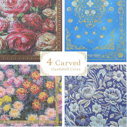 Hardcover Lined Journal - 224 Pages 100GSM Thick Paper A5 Notebook with Gilded Edges, Elegant Blue Damask Floral Pattern, Classic Aesthetic Diary for Women