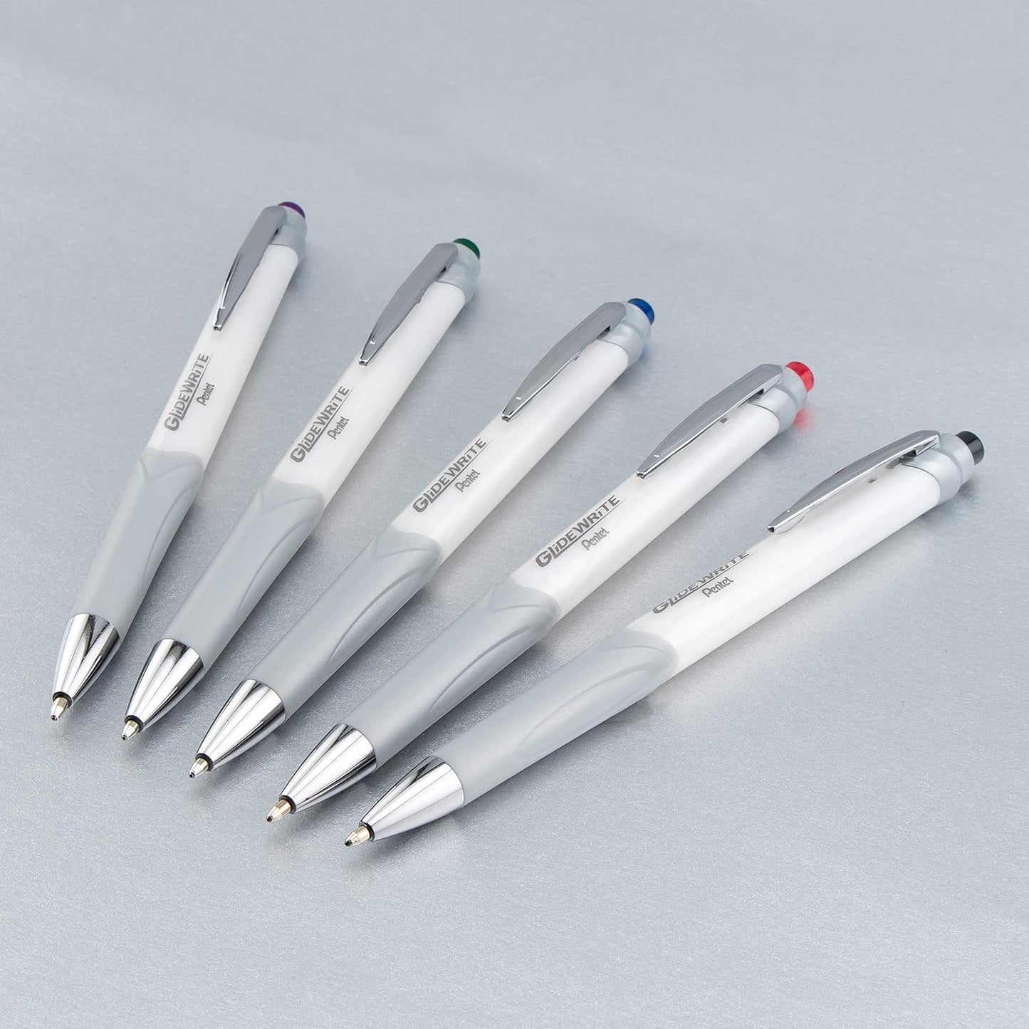 Pentel Glidewrite Signature Ballpoint Pen, (1.0mm) Medium, White Barrel, Blue Ink, Pack of 3 (BX930WBP3C)