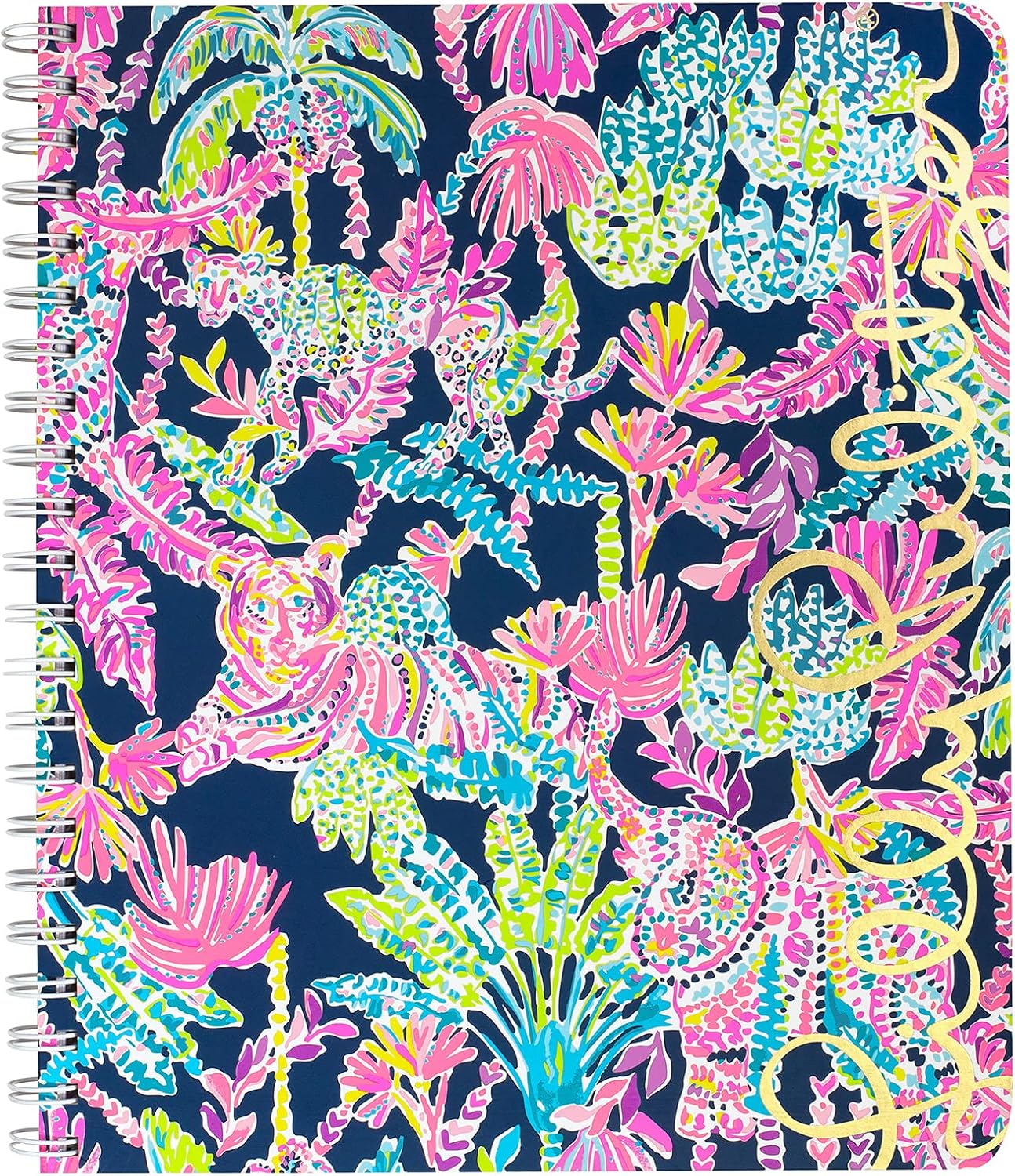 Lilly Pulitzer Large Blue Hardcover Spiral Notebook, 11" x 9.5" with 160 College Ruled Pages, Cabana Cocktail