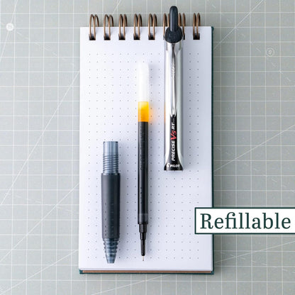 Pilot Precise V5 RT Refillable & Retractable Rollerball Pens, Extra Fine Point Pens 0.5 mm, Black, Pack of 6 - Ideal for School, Journaling & Office Writing