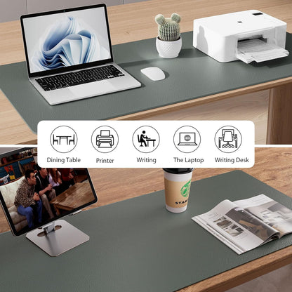 Aothia Leather Office Desk Pad Protector, Non-Slip PU Leather Desk Blotter, Waterproof Laptop Writing Mouse Pad for Office and Home, Black, 31.5" x 15.7" - Colors B