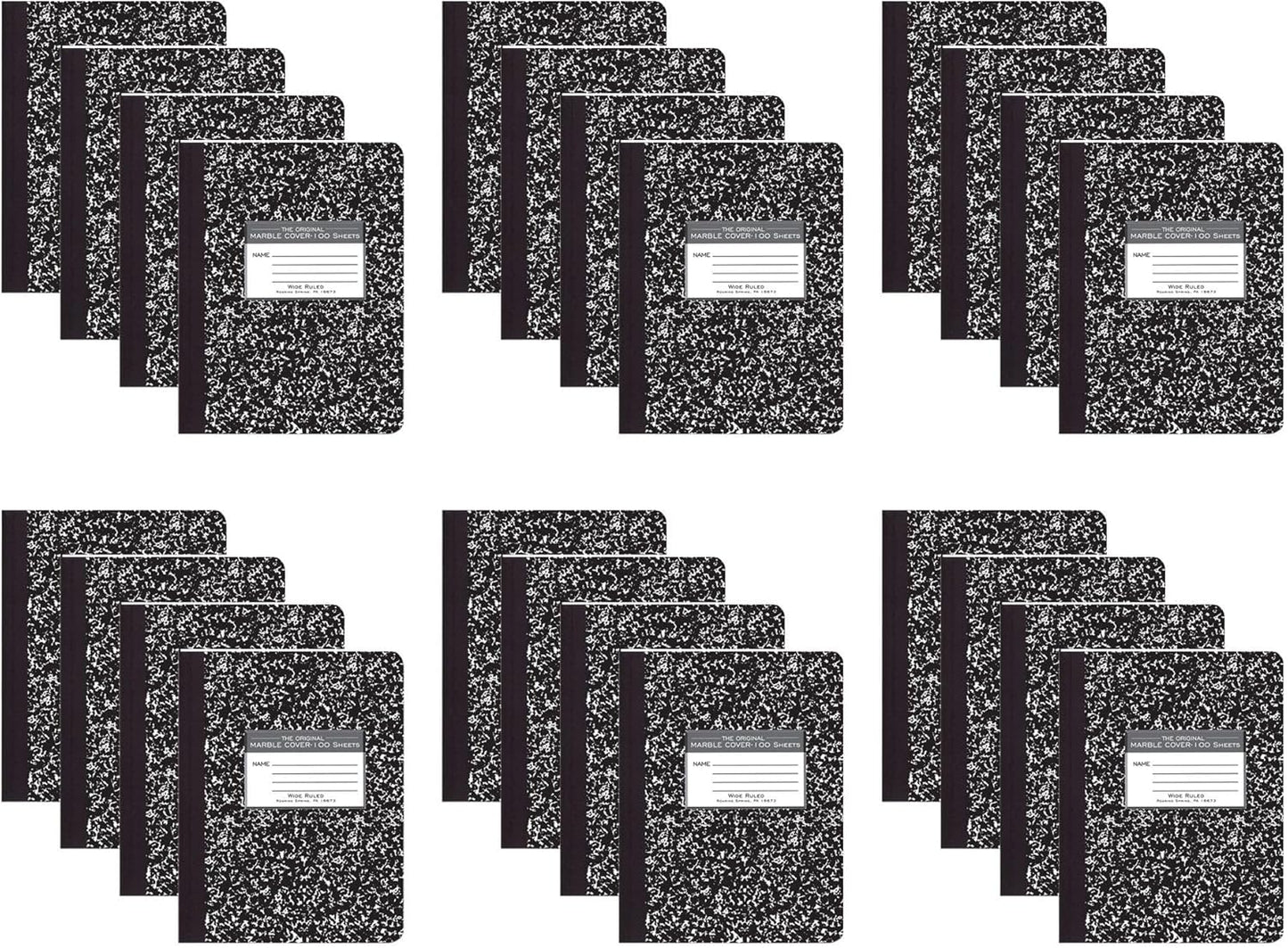 ROARING SPRING Hard Cover Composition Notebook, 4 Pack, Blue Marble Comp Book, 9.75″ x 7.5″, Unruled Blank Paper, 100 Sheets (200 Pages), Made in USA