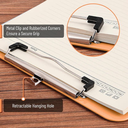 Mr. Pen- Plastic Clipboard, 12.5" x 9", 2 Pack, Clipboard Plastic, Low-Profile Metal Clip with Retractable Hanging Hole