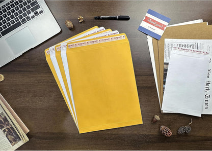 Xxcxpark 250 PCS 6x9 inches Security Catalog Envelopes Printable Self Seal Envelopes, Anti Tear brown Kraft Envelopes for Invitation Cards, Pictures, Photos, Documents