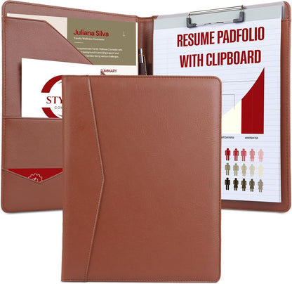 STYLIO Padfolio Folder with Removable Clipboard | Portfolio Organizer | Binder with Storage for Notebook, Notepad | Nursing Clipboard Folio, CNA Accessories for Work | Vegan Leather
