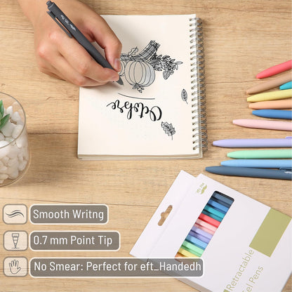 Mr. Pen- Retractable Gel Pens, 12 Pack, Colorful Ink, Fine Point 0.7mm, Fast Dry, Smooth Writing, Cute Pens for Drawing, Writing Planner and School Supplies