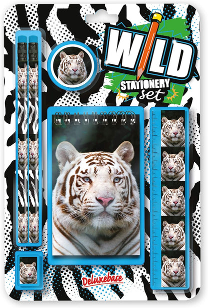Deluxebase Wild Stationery Set - Dolphin from Animal Stationery Sets with 2 Pencils, Eraser, Pencil Sharpener, Ruler & Cute Notebook. Ideal Office Supplies, Desk Accessories & College Essentials.