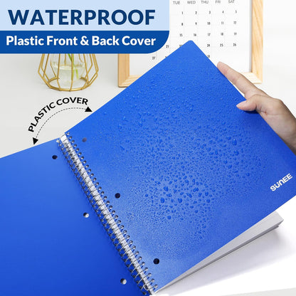 SUNEE 5 Subject Graph Paper Notebook - 400 Pages, 9"x11", 4x4 Graph Ruled Notebook, 5 Pocket Colored Dividers, 3-Hole Punched Paper, Black