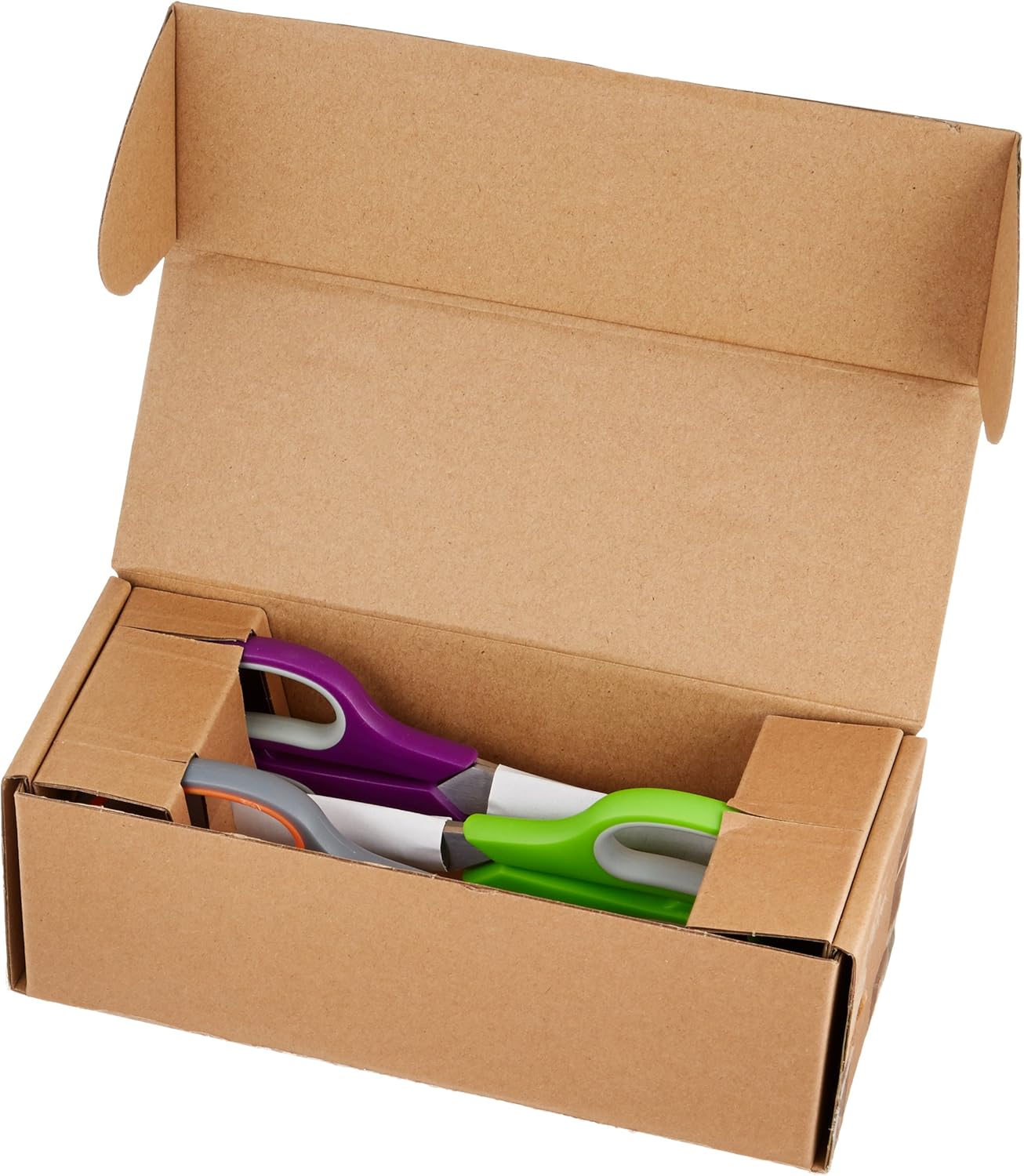 Amazon Basics Multipurpose Stainless Steel Scissors for Office, Crafts, Paper Cutting, Fabric Cutting, Right/Left Handed, Comfort Grip, PVD Coated, 2-Pack, Green and Grey