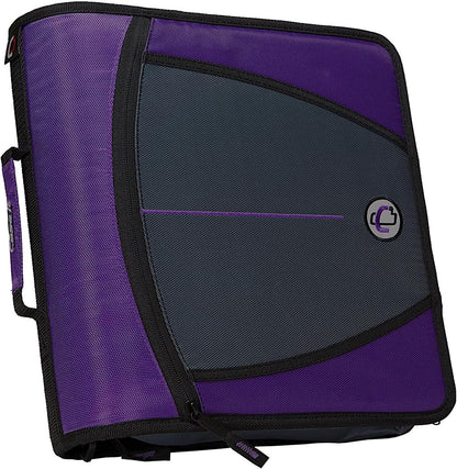 Case-it Mighty Zip Tab School Zipper Binder | 3-Inch O-Rings, 600-Sheet Capacity, 5-Subject Expanding File Folder, Multiple Pockets & Storage Organizer, Shoulder Strap | D-146 Jet Black