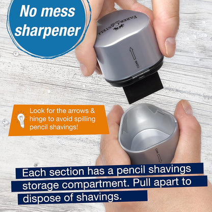 Faber-Castell Grip Trio Manual Pencil Sharpener (Red or Blue) - Graphite, Jumbo and Colored Pencil Sharpener