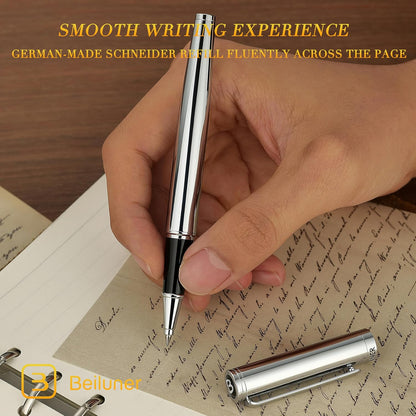 BEILUNER Luxury Rollerball Pen, Stunning Green Lacquer with 24K Gold Trim,Noble and Elegant Designs,Schneider Ink Refill, Best Gift Set for Men & Women, Refillable, Executive Writing, Nice Pens