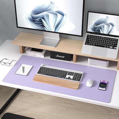 Aothia Leather Office Desk Pad Protector, Non-Slip PU Leather Desk Blotter, Waterproof Laptop Writing Mouse Pad for Office and Home, Black, 31.5" x 15.7" - Colors A