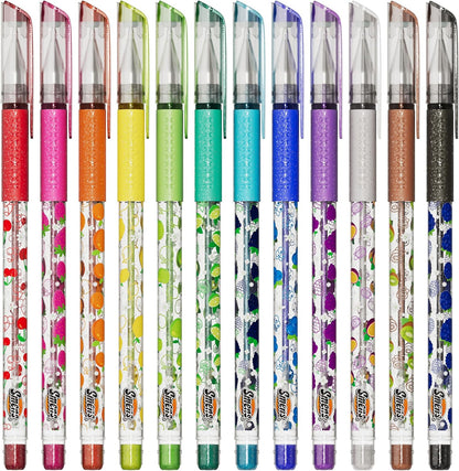 Glitter Gel Smens - Patented Gourmet Scented Colored Glitter Gel Ink Pens, Medium Point, 8 Count - Fun, Cute, Cool, Smelly Pens for Kids