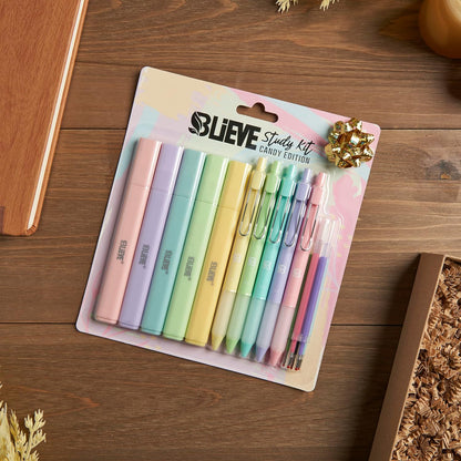 BLIEVE - Aesthetic Highlighters and Gel Pens With Soft Ink and Chisel Tip, Bible Highlighters and Pens No Bleed, Dry Fast Easy to Hold, for Bible Journaling Planner School Supplies (MORANDI)