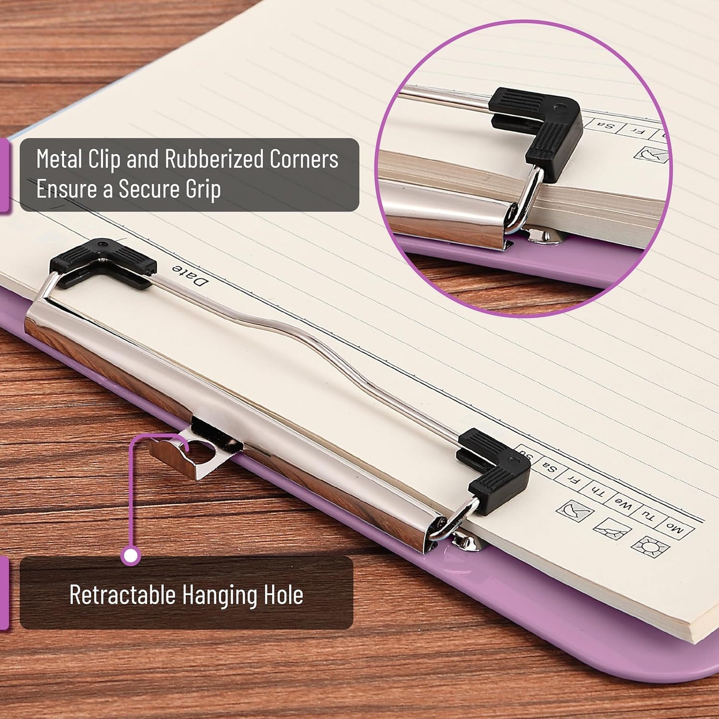 Mr. Pen- Plastic Clipboard, 12.5" x 9", 2 Pack, Clipboard Plastic, Low-Profile Metal Clip with Retractable Hanging Hole