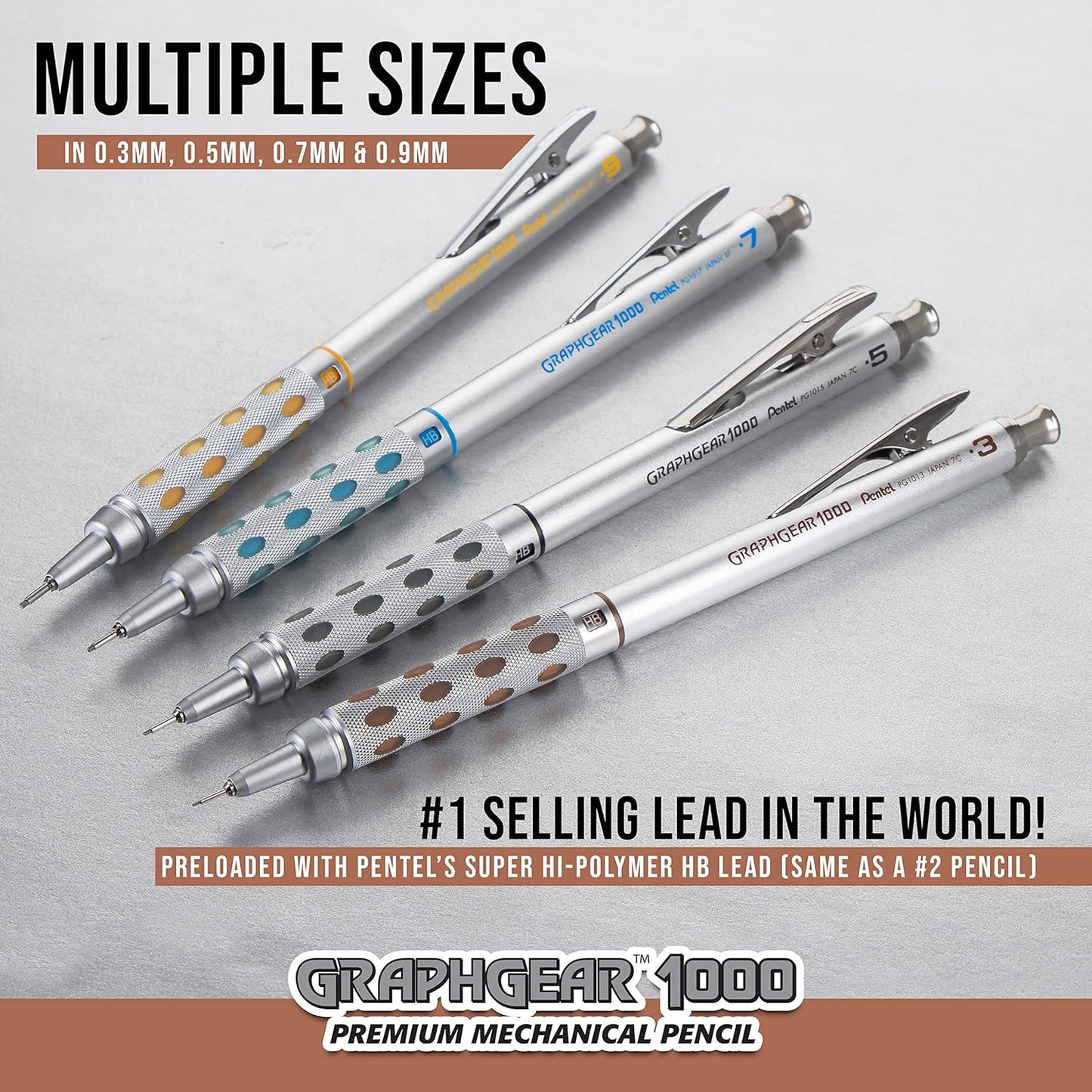 Pentel Arts GraphGear 1000 Mechanical Pencil Premium Gift Set with Refill Leads & Erasers (PG1000BXSET)