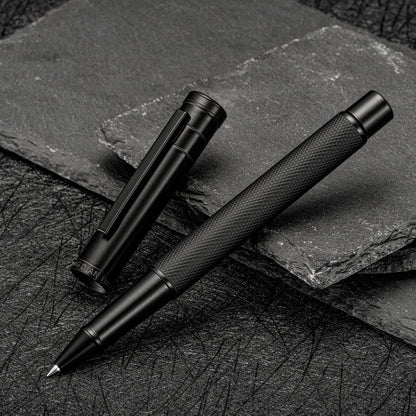 Hongdian Matte Black Forest Rollerball Pen with Schmidt Black Ink Refill, Classic Design with Metal Case for Business Signature
