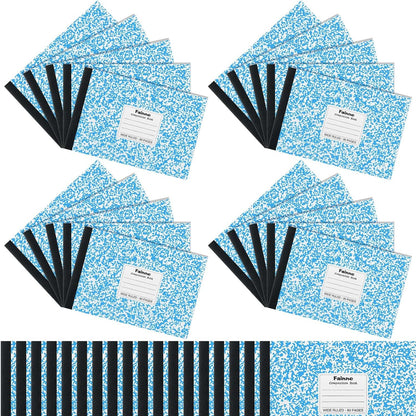 Fainne 20 Pieces Composition Notebooks 80 Pages Half Size Wide Ruled 4-7/8 x 7-1/2" Composition Books 11/32" Spacing Assorted Primary Covers Bulk(Green,Snowflake)