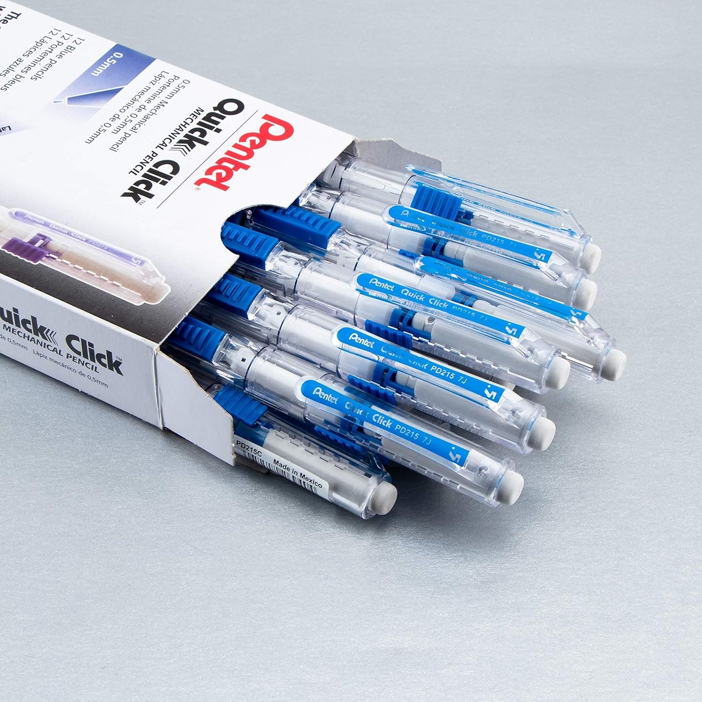 Pentel Quick Click Mechanical Pencil, (0.7mm), Medium, Black Barrel, Box of 12 Pencils (PD217A)