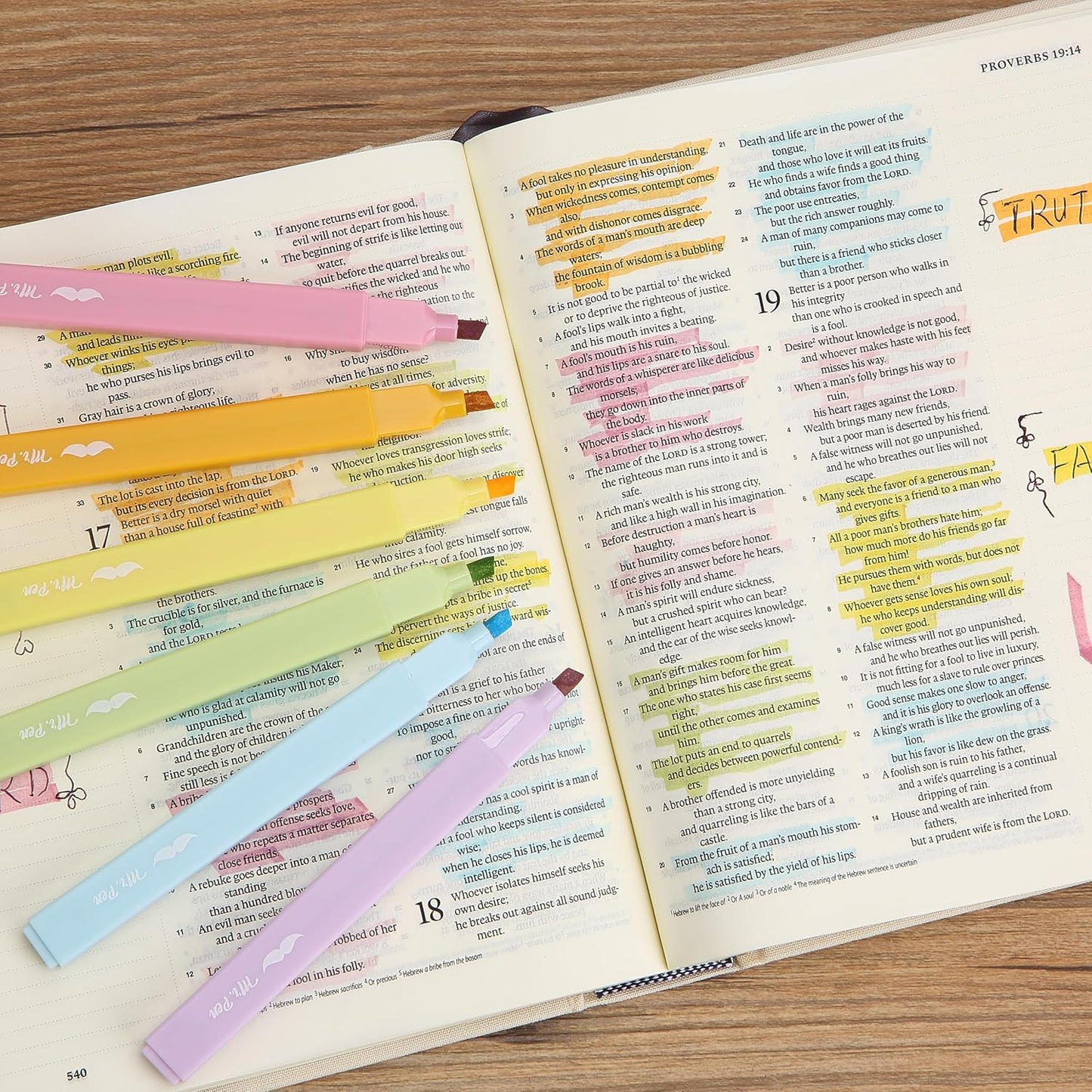 Mr. Pen- Aesthetic Highlighters and Ballpoint Pens No Bleed, 12 Pack, Pastel Colors, Bible Highlighters and Pens No Bleed, Fast Dry and No Smear for Bible Journaling, Planner, School Supplies