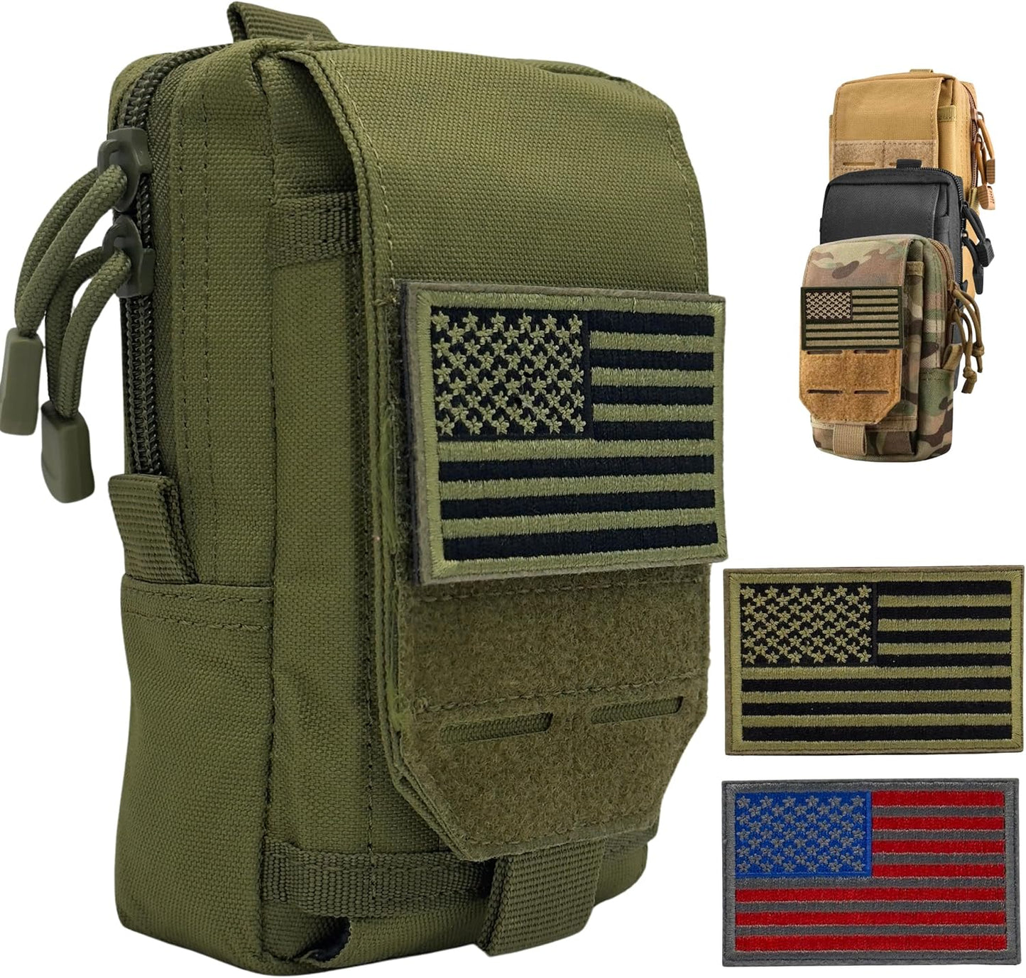 Tactical Molle Pouch Small Notebook Cover EDC Utility Bag Tool Pouch Gadget Organizer Military Waist Bag with US Flag Patch, 3”x5” Waterproof Notepad Pocket Notebook and Weatherproof Pen