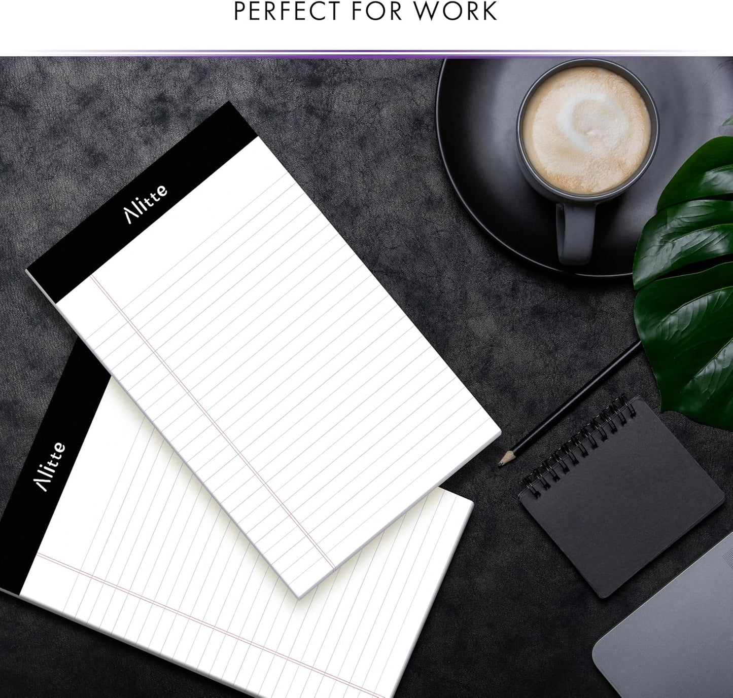 Alitte 5x8 Small Notebooks – 12 Pack Narrow Ruled, White Perforated Note Pads with 50 Sheets Per Notepad, (No Ink Bleeding) Ideal Legal Pads for Writing, Note Taking, Home, Office, School