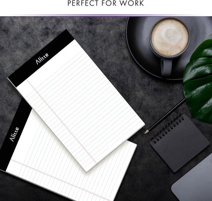 Alitte 5x8 Small Notebooks – 12 Pack Narrow Ruled, White Perforated Note Pads with 50 Sheets Per Notepad, (No Ink Bleeding) Ideal Legal Pads for Writing, Note Taking, Home, Office, School