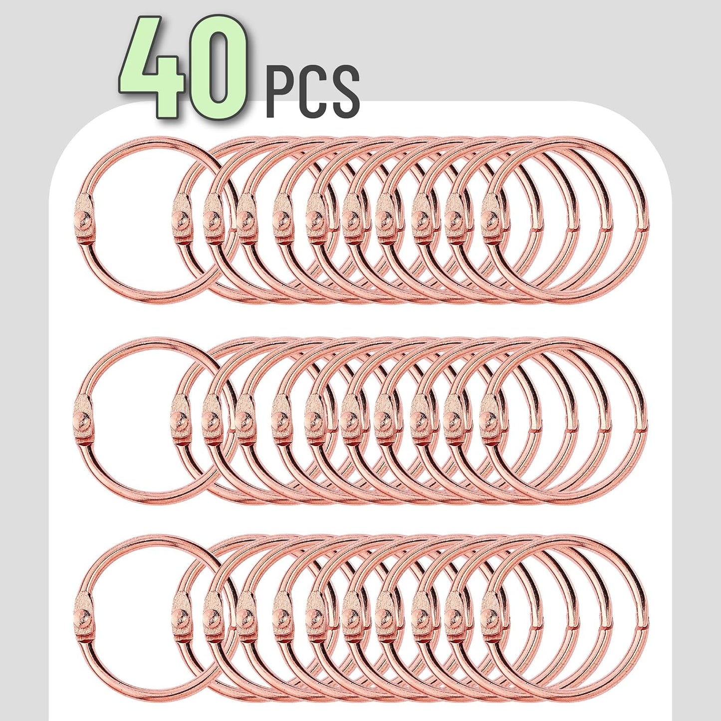 Mr. Pen- Loose Leaf Binder Book Rings, 5 Assorted Sizes (0.6", 1", 1.2", 1.5",2"), 36 Pack, Metal Binder Rings for Index Cards, Keychains, School, Home, Office, Silver