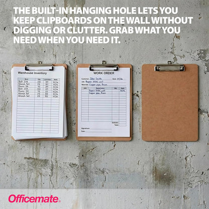 Officemate Recycled Wood Clipboard, Letter Size, Low Profile Clip, 9 x 12.5 Inches (83219), Each, Brown