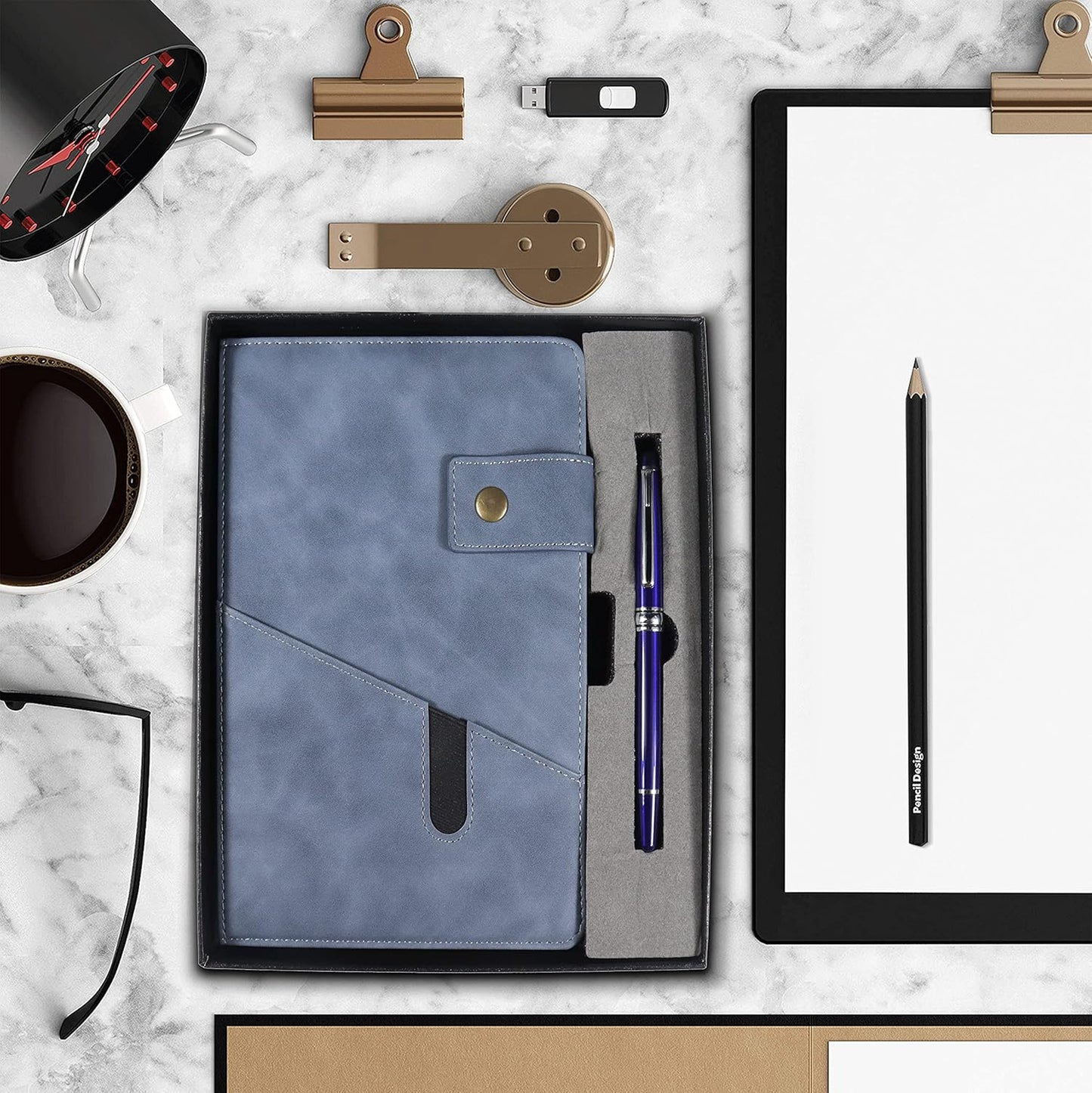 vfaejll A5 Lined Leather Journal Notebook,Hardcover Journal Set with Pen and Gift Box,100Pages 100gsm Thick Ruled Paper Daily Diary for Men Women School,Travel,Business,Work,Writing 5.9" X 8.4"