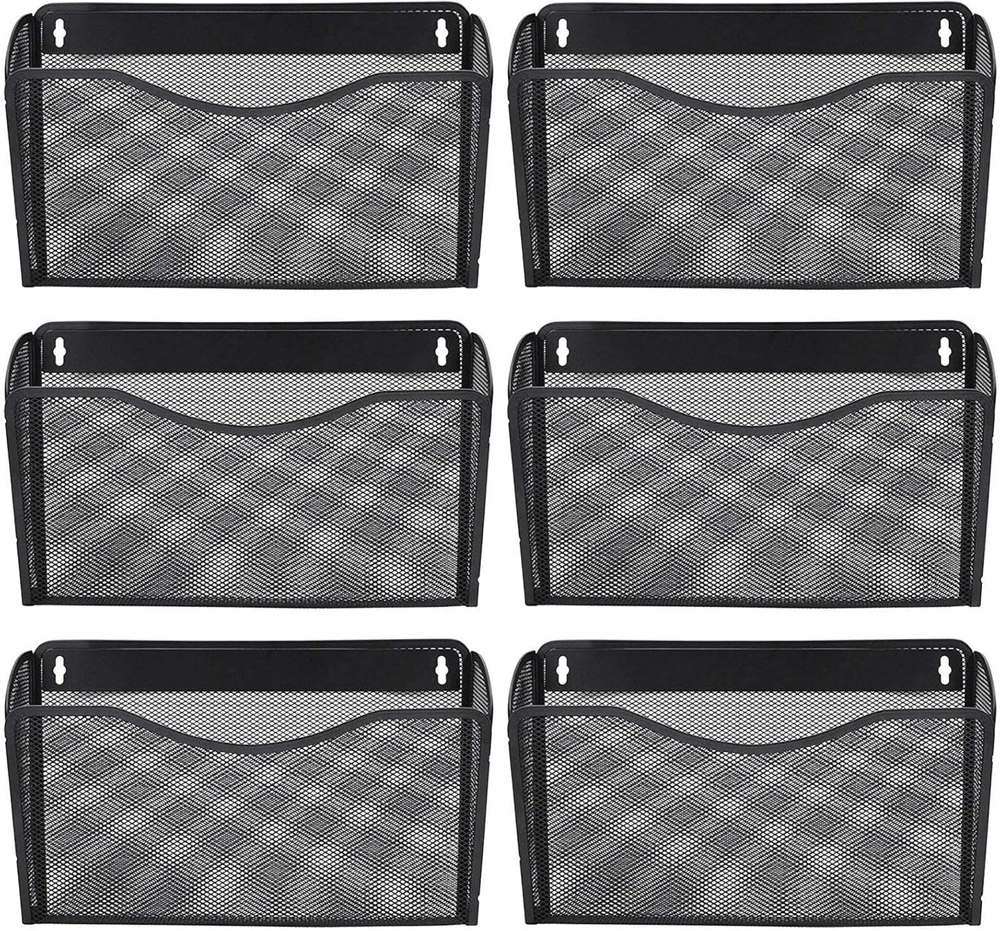EASEPRES 3 Single Pocket Mesh Hanging File Organizer, Vertical Wall Mounted Magazine File Holder, Mount Basket Mail Paper Document Folder Organizing for Office, Home and School, Black