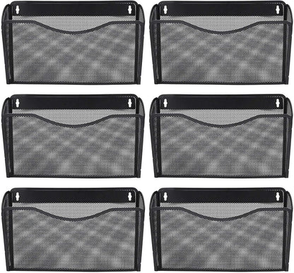 EASEPRES 3 Single Pocket Mesh Hanging File Organizer, Vertical Wall Mounted Magazine File Holder, Mount Basket Mail Paper Document Folder Organizing for Office, Home and School, Black