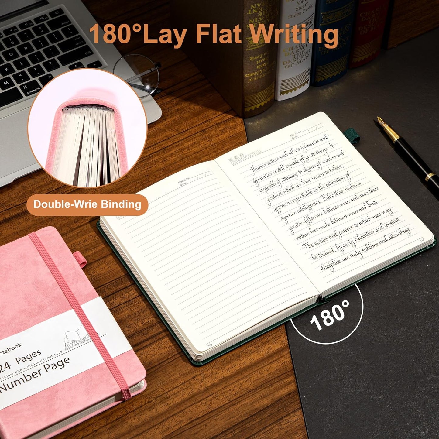 Yoment Leather Journal for Men Women, 324 Numbered Pages Thick Journals for Writing with Contents, A5 Hardcover College Ruled Journaling Notebooks for Travel, Note Taking, Diary, Green