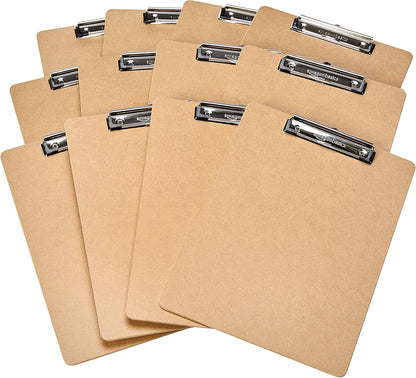 Amazon Basics Hardboard Office Clipboard, Low-Profile, Letter Size, 9" x 12.5", Brown, 6-Pack