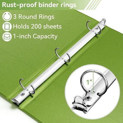 SUIN 1 Inch 3 Ring Binder, Clear 1'' View Presentation Binders with 2 Pockets, Fits 8.5 x 11 Letter Size, Durable Polypropylene, Non-Stick & PVC-Free for School, Office & Home (Orange)