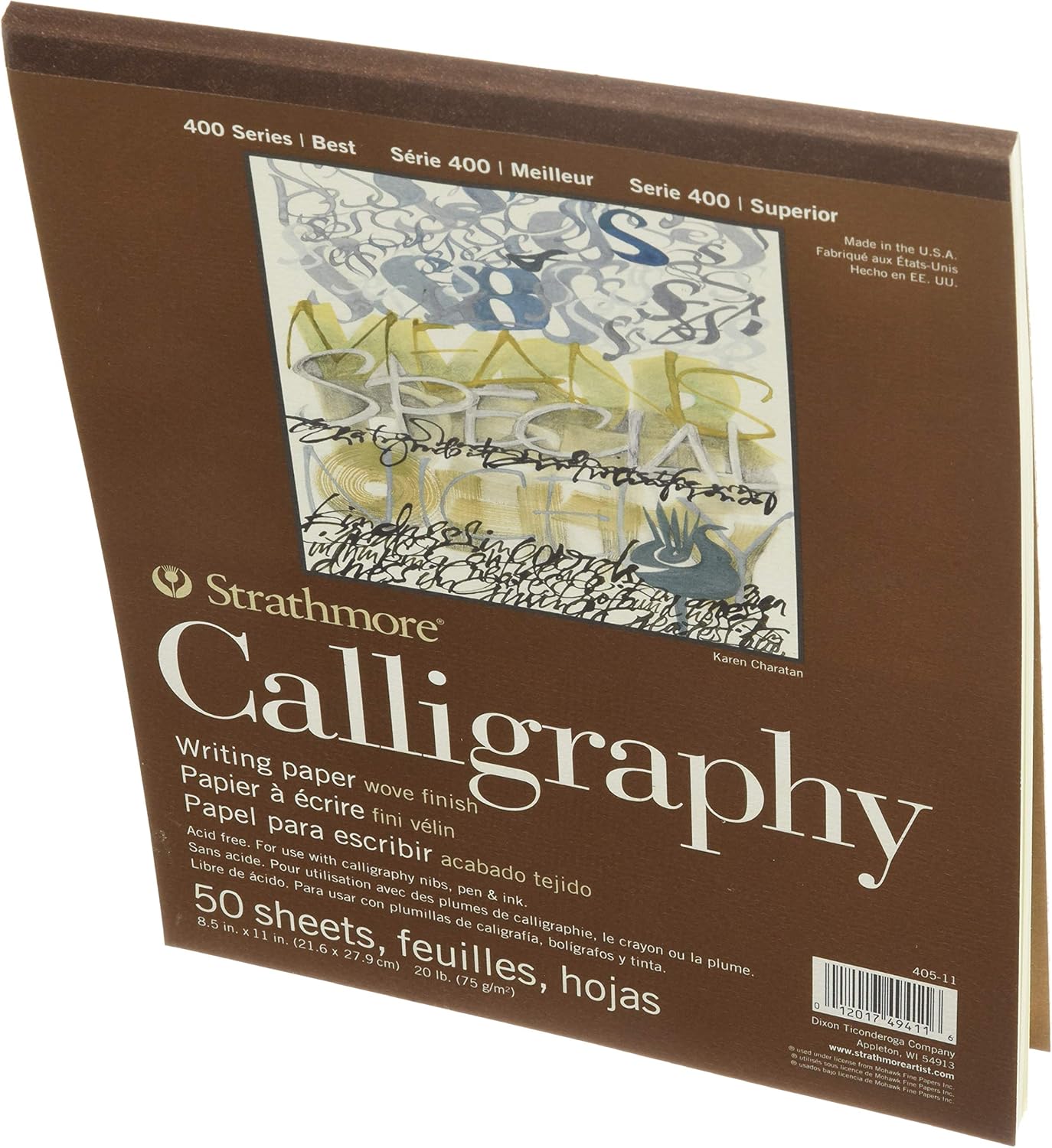 Strathmore STR- 50 Sheet Tape Bound Calligraphy Pad, 8.5 by 11", White