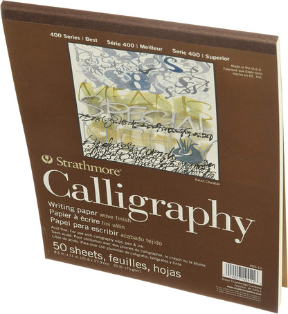 Strathmore STR- 50 Sheet Tape Bound Calligraphy Pad, 8.5 by 11", White