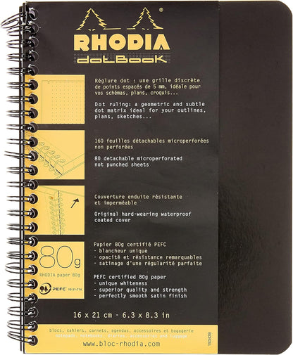 Rhodia Wirebound Notebooks - Lined w/ margin 80 sheets 8 1/4 x 11 3/4 in. - Black cover