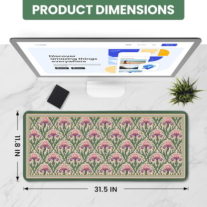 Large Mouse Pad for Desktop, Cute Desk Mat Pad Protector for Work & Gaming, Aesthetic Pretty Anti-Slip Laptop Blotter Cover for Office School Home Supplies, Wildflowers, 31.5" x 11.8"
