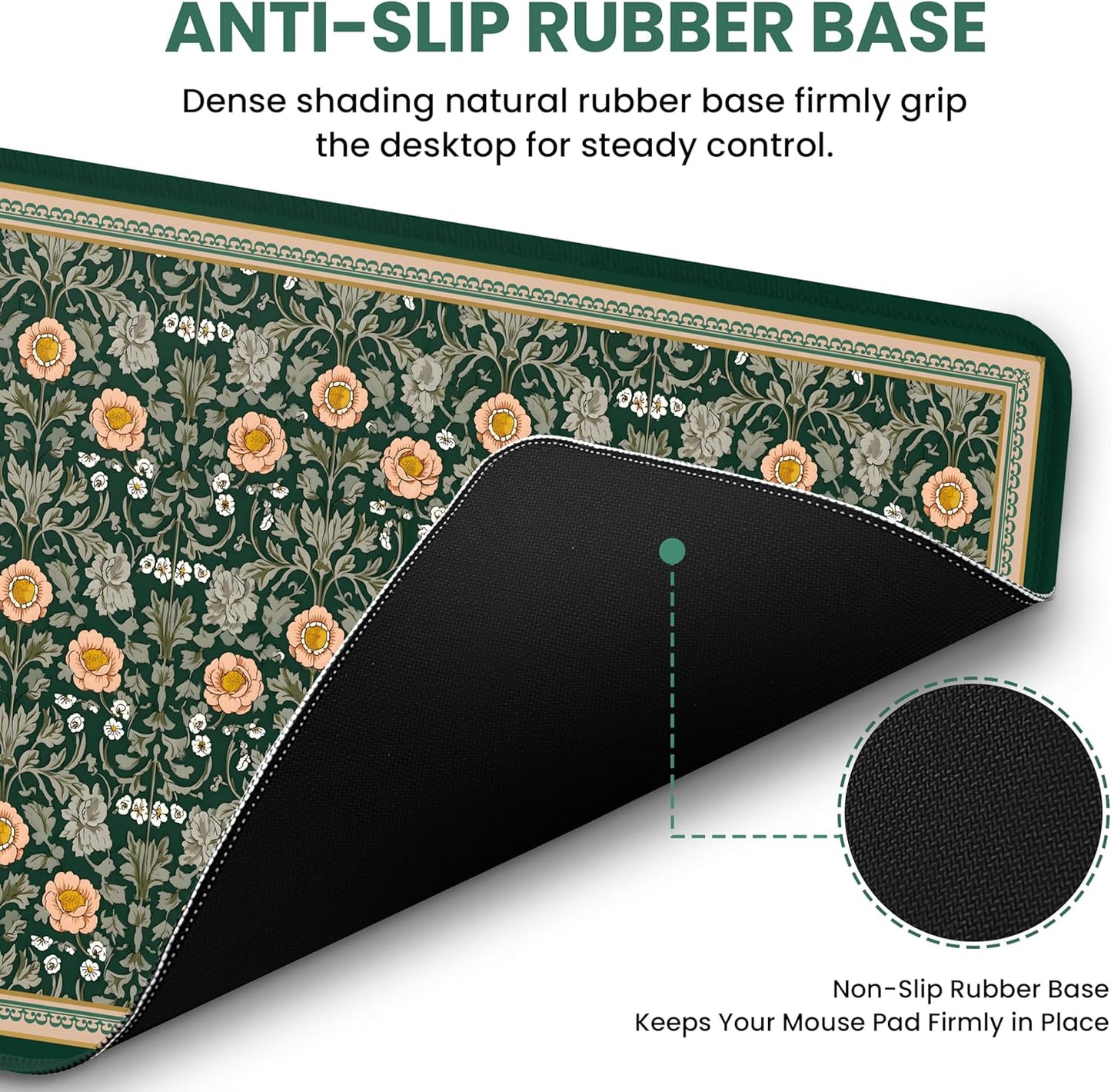 Large Mouse Pad for Desktop, Cute Desk Mat Pad Protector for Work & Gaming, Aesthetic Pretty Anti-Slip Laptop Blotter Cover for Office School Home Supplies, Wildflowers, 31.5" x 11.8"