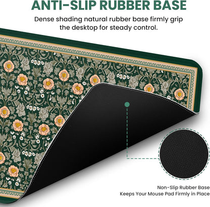 Large Mouse Pad for Desktop, Cute Desk Mat Pad Protector for Work & Gaming, Aesthetic Pretty Anti-Slip Laptop Blotter Cover for Office School Home Supplies, Wildflowers, 31.5" x 11.8"