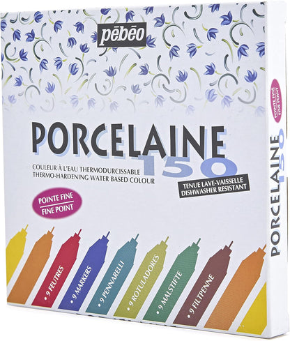 Pebeo Porcelaine 150, China Paint Fine Tip Marker - Anthracite Black (021009)
