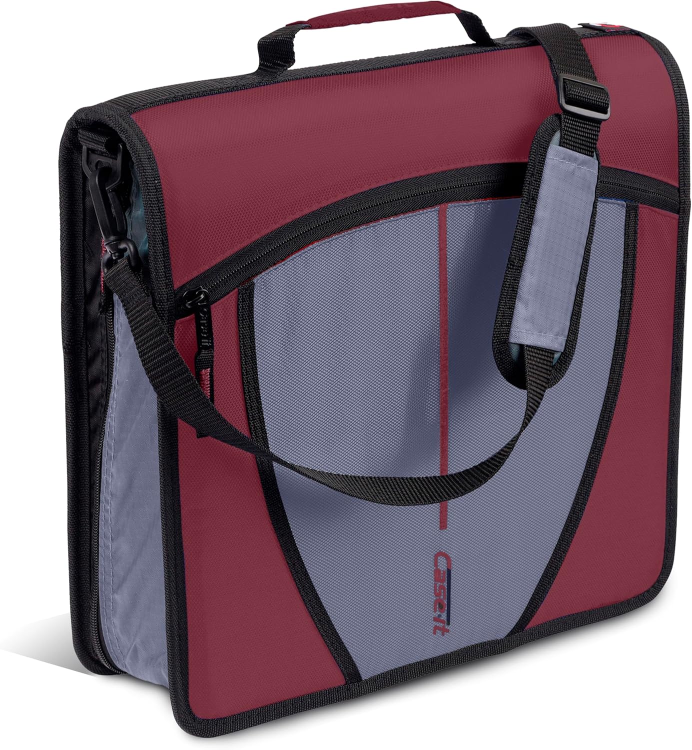 Case-it Mighty Zip Tab School Zipper Binder | 3-Inch O-Rings, 600-Sheet Capacity, 5-Subject Expanding File Folder, Multiple Pockets & Storage Organizer, Shoulder Strap | D-146 Jet Black